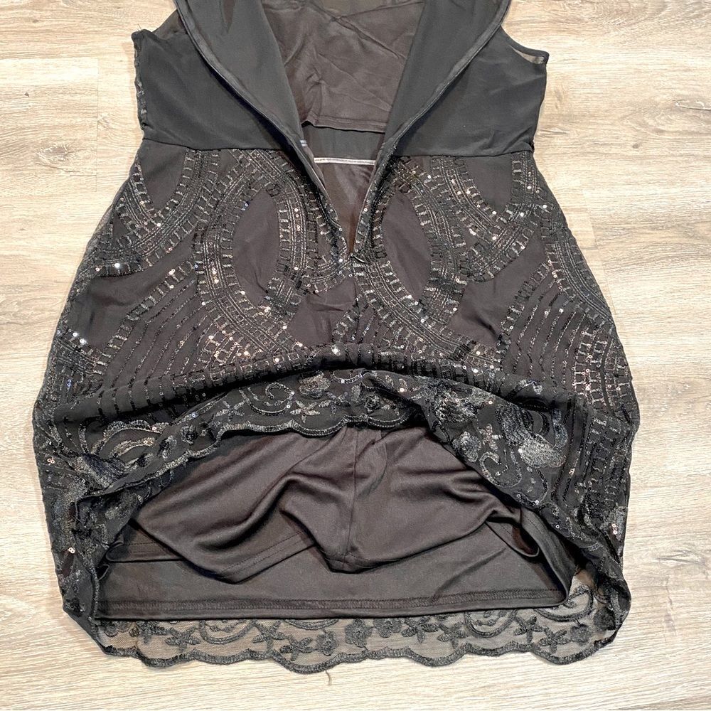 NWT SKY PLUS JET BLACK SEQUIN PEPLUM DRESS 2X - Picture 11 of 15