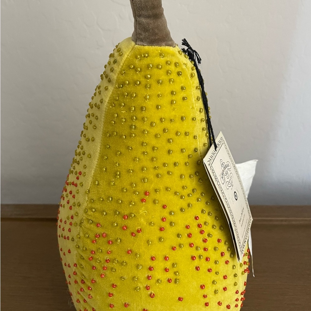 John Derian For Target Green Pear Beaded Plush Pillow Decor 14” x 8” - Picture 8 of 8