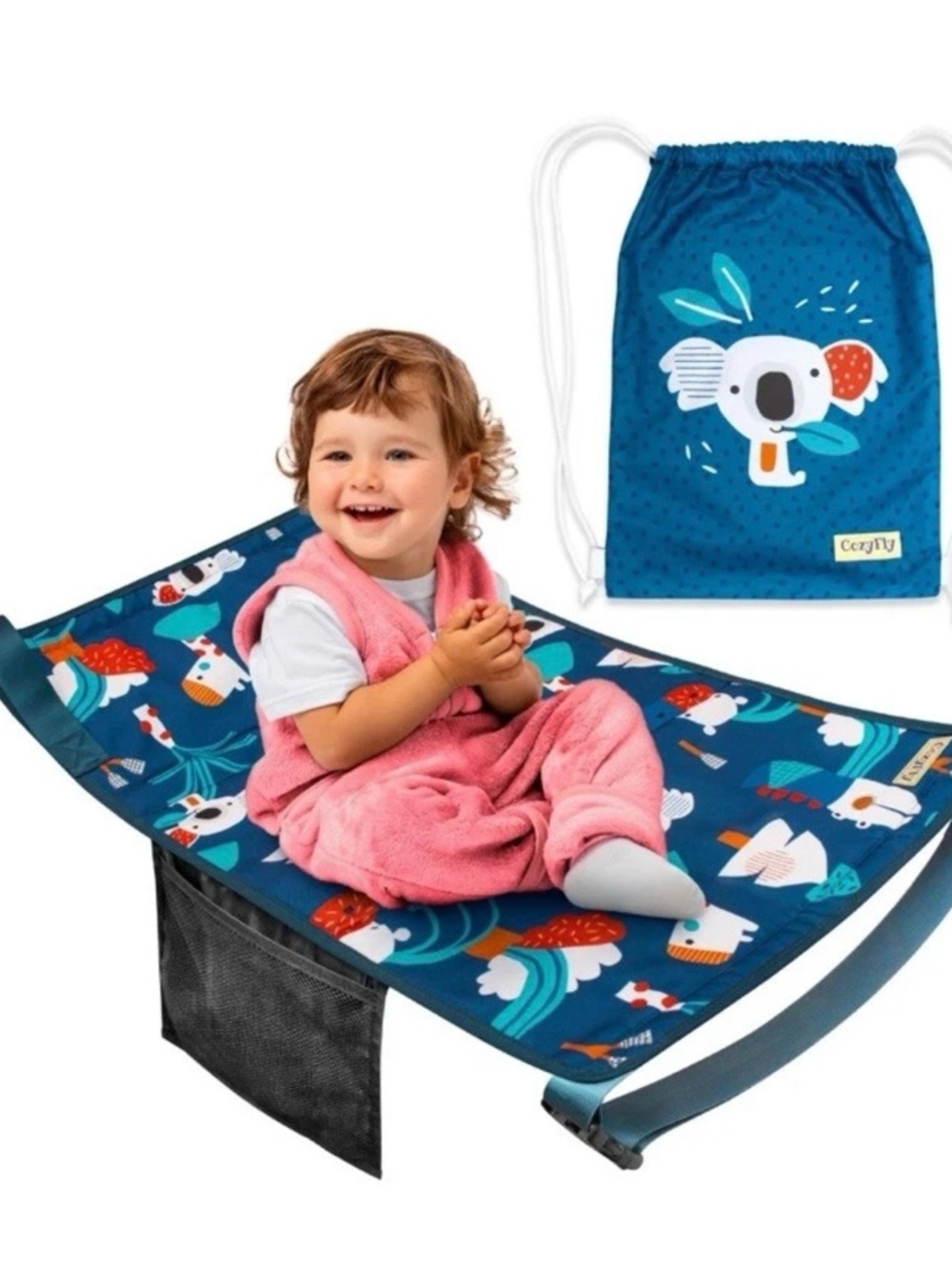 Cozy Kids Travel Seat Mat with Koala Print - Blue