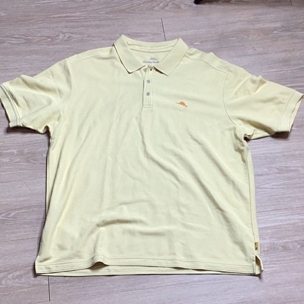 Tommy Bahama Emfielder Supima Cotton Light Yellow Textured Polo Shirt