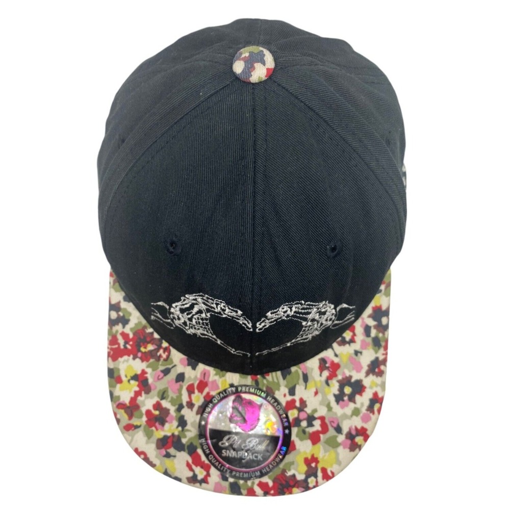 "ALL LOVE" HEART & HANDS BLACK HAT SNAP BACK FLORAL FLOWER‎ BILL CAP ADJUSTABLE