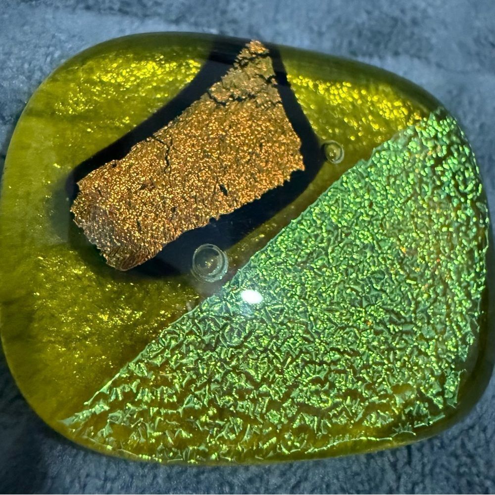 Set of 4 Dichroic Glass Art Pieces – Bright Abstract with Rainbow Accents - Picture 5 of 17