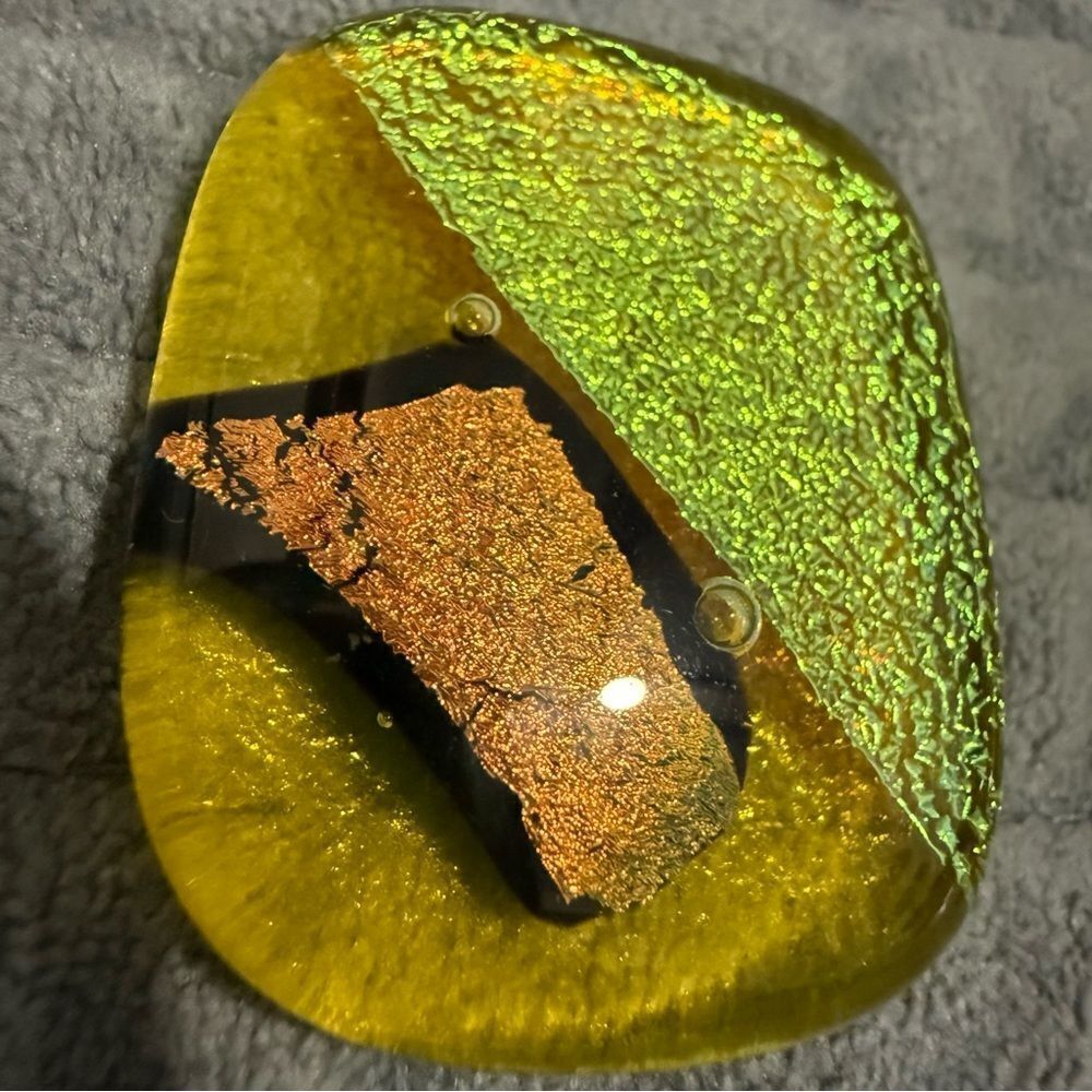 Set of 4 Dichroic Glass Art Pieces – Bright Abstract with Rainbow Accents - Picture 13 of 17