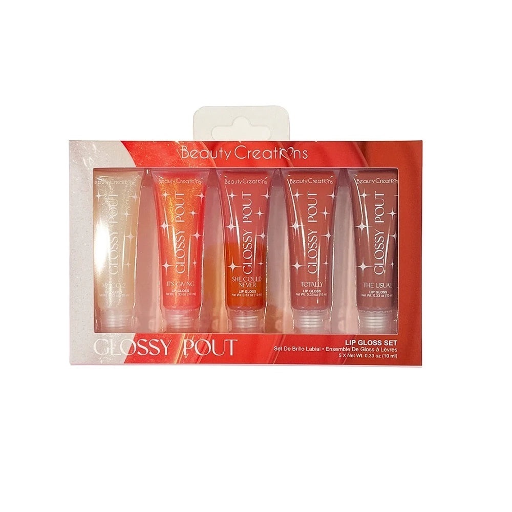 Beauty creations glossy pout Lip Gloss Set - Cream, Red, Brown Shades