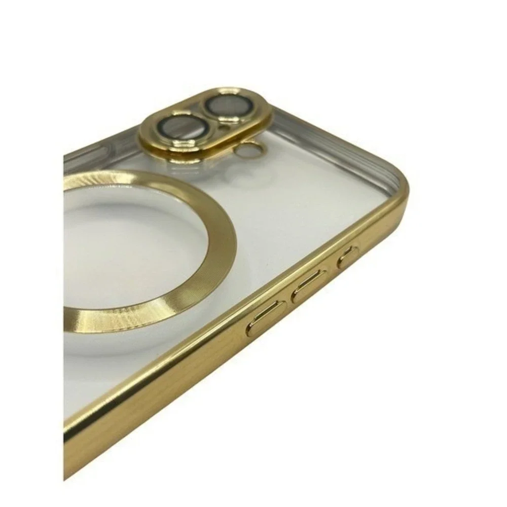 iPhone 16 Clear Protective Case Gold Metallic Trim NEW - Picture 3 of 9