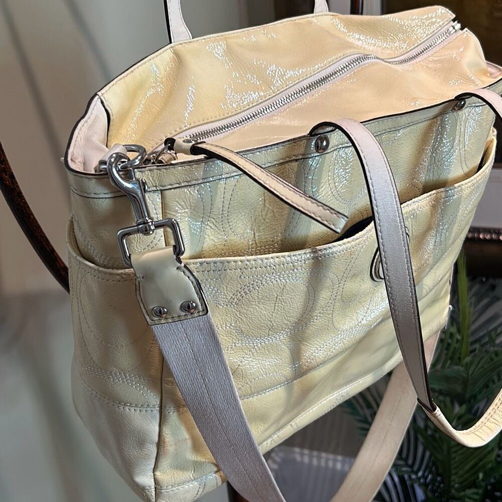 COACH Yellow Patent Diaper Bag - Picture 5 of 17