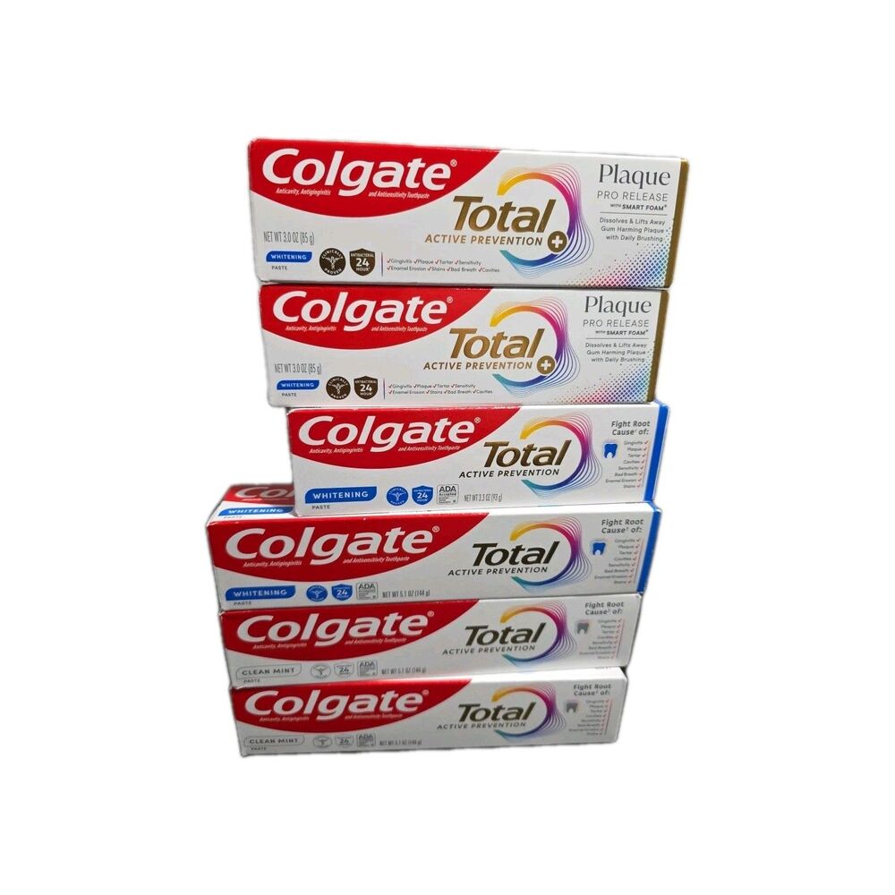 Pack‎ Of 6 Colgate Total Active Protection Toothpaste, 3.3oz /5.1oz