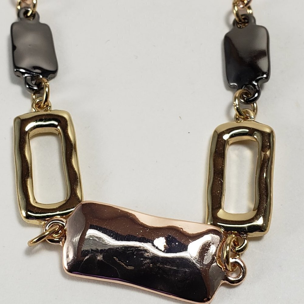 Rose Gold & Black Hammered Enamel Multi-Strand Necklace – Twisted Rope Chains - Picture 5 of 12