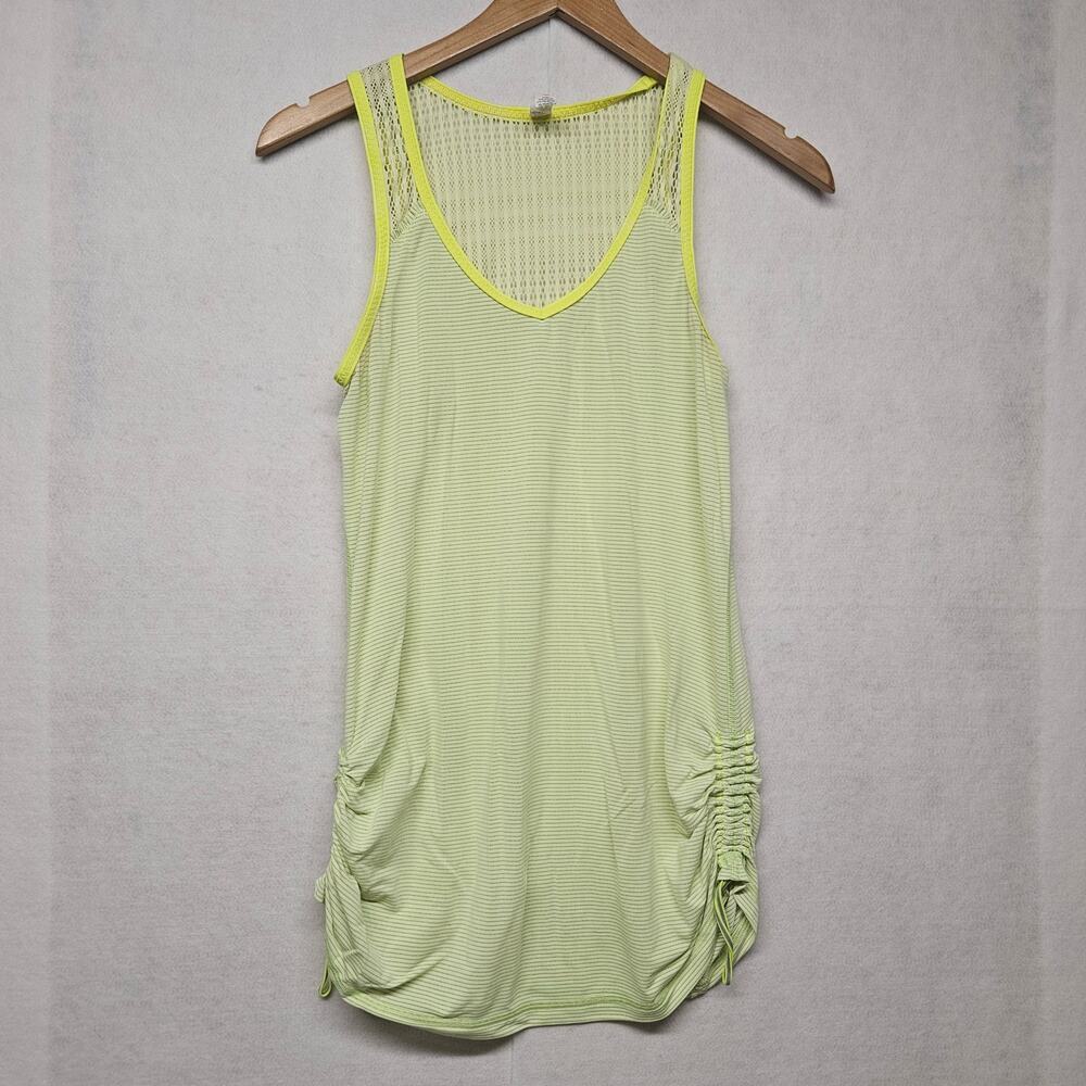 Lululemon Run Tie and Fly Tank Ray Yellow Side Cinch Mesh Back Size 4