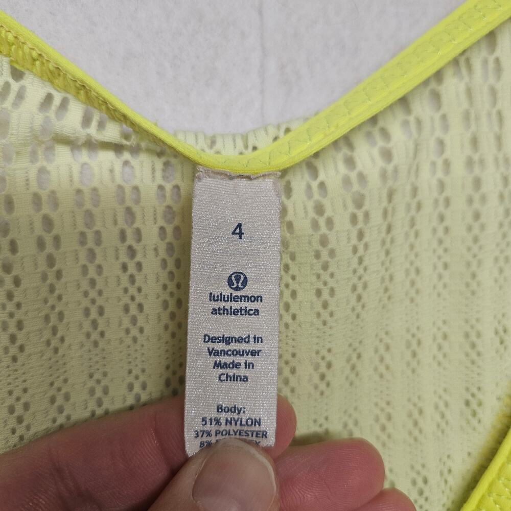 Lululemon Run Tie and Fly Tank Ray Yellow Side Cinch Mesh Back Size 4 - Picture 4 of 7