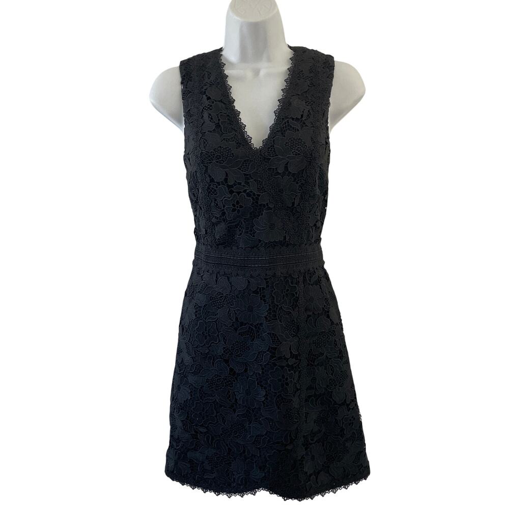 Alice Olivia Lennon Dress Womens 4 Black Mini Lace Cocktail Party NYE Event NWT