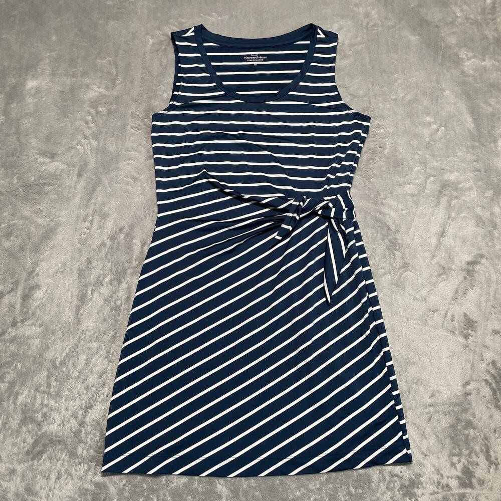 Vineyard Vines Performance Dress Womens Medium Blue Athleisure Nautical Striped