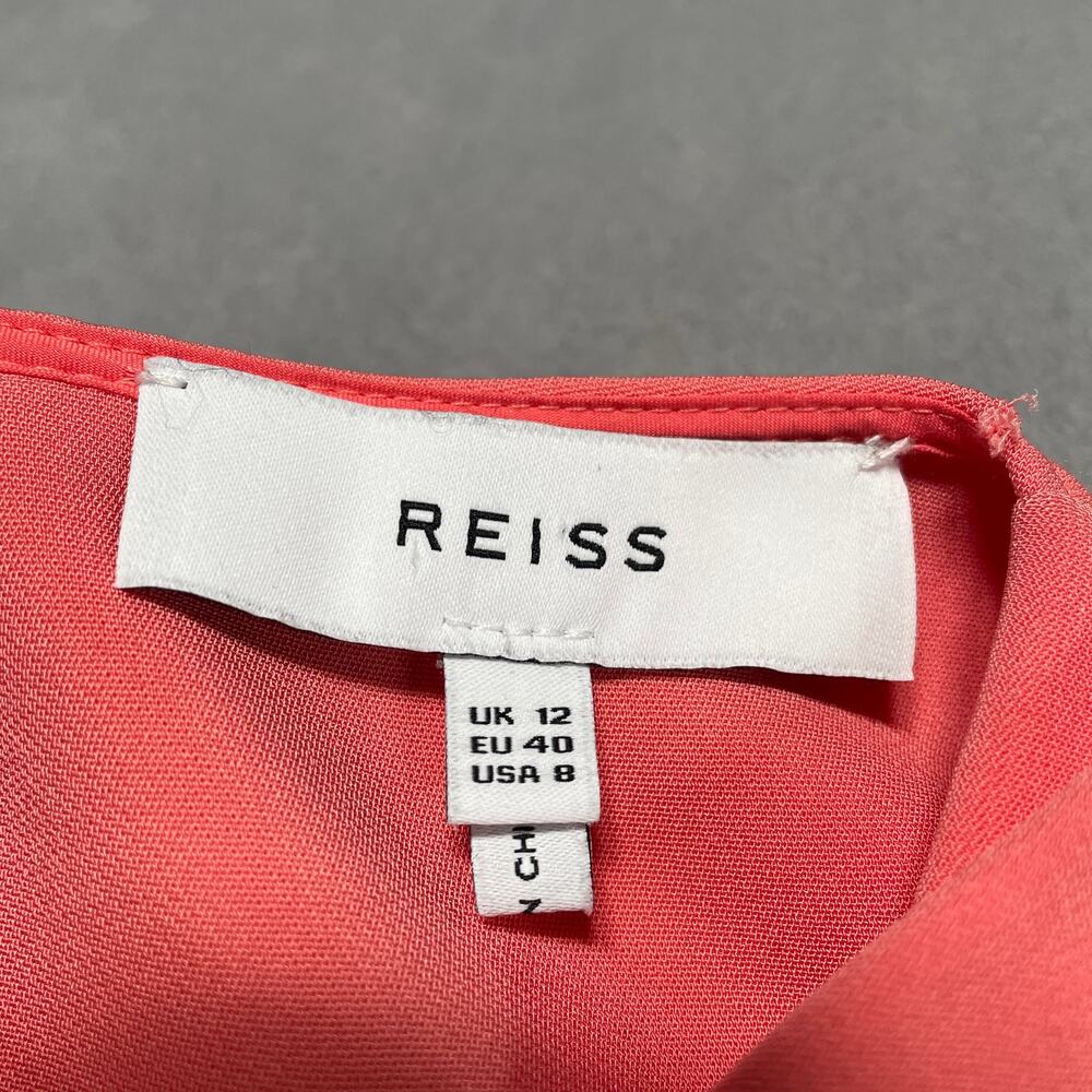 Reiss Alex Dress Womens 8 Pink Twist Front Sheath Cocktail Party Wedding Classic - Picture 3 of 13