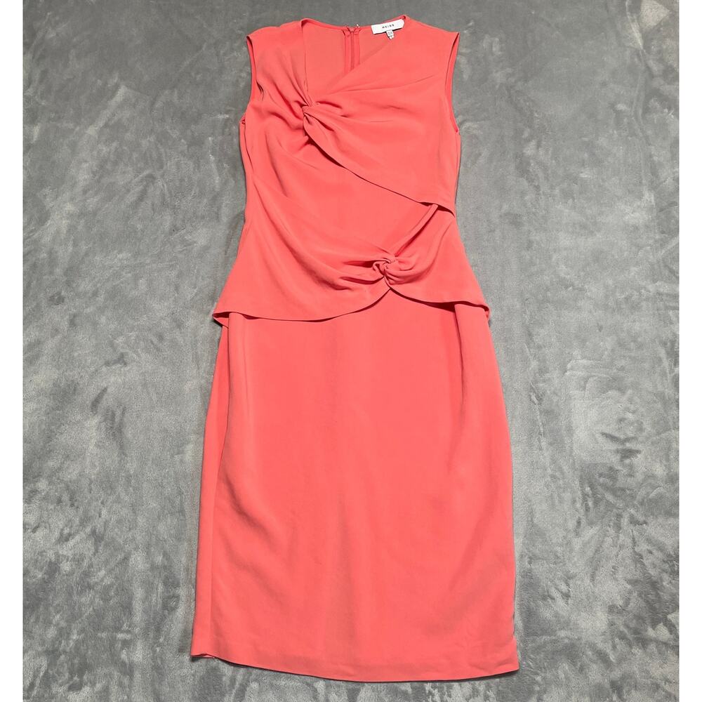 Reiss Alex Dress Womens 8 Pink Twist Front Sheath Cocktail Party Wedding Classic - Picture 13 of 13