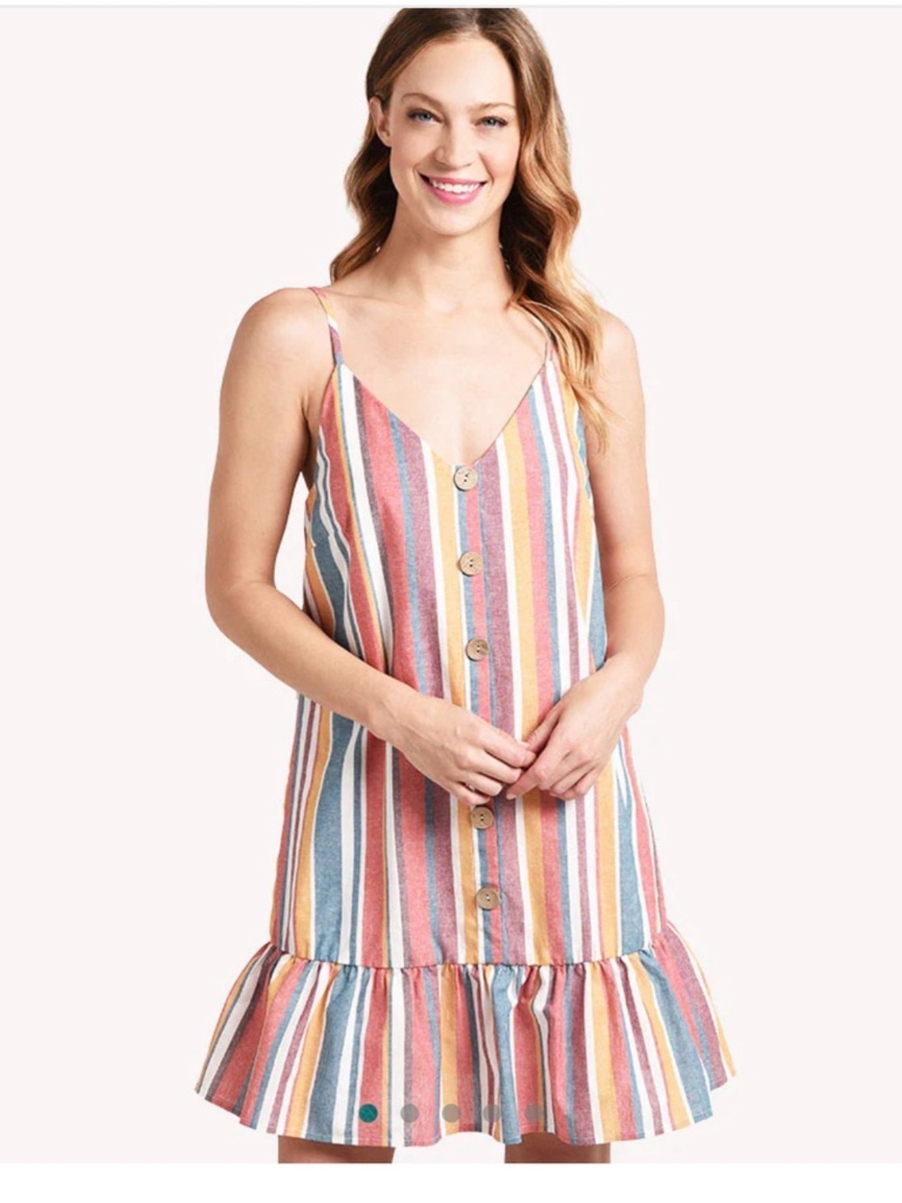 As U Wish Mini Dress in Orange and Blue with Ruffled Camisole Style