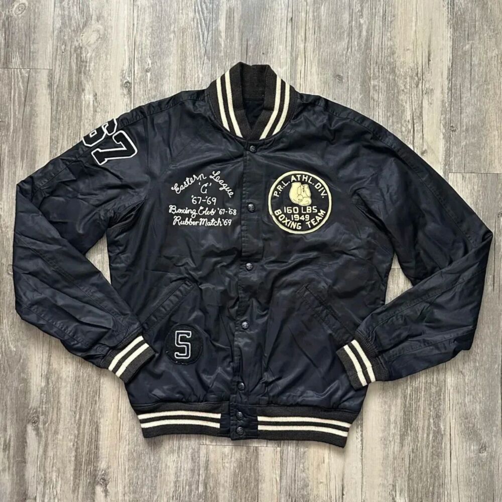 Polo Ralph Lauren Reversible Bomber Jacket Chain Stitched New York Boxing Club M