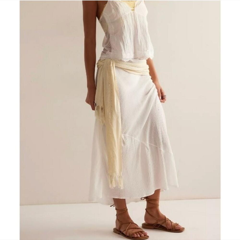 Intimately Free People NWT Sweet On You Bias Half Slip Skirt Maxi Clean Ivory L