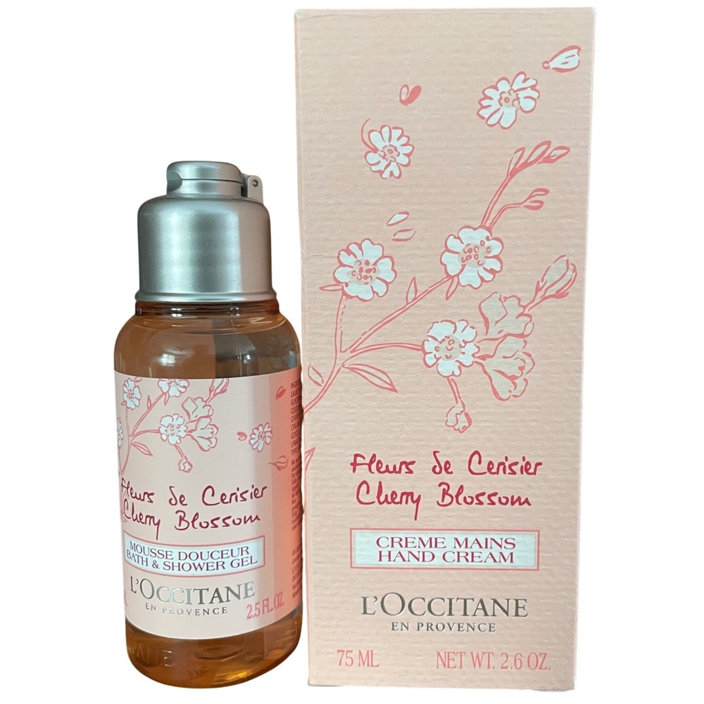 NEW L'Occitane Cherry Blossom Hand Cream 2.6 oz and Shower Gel 2.5 oz‎ Set