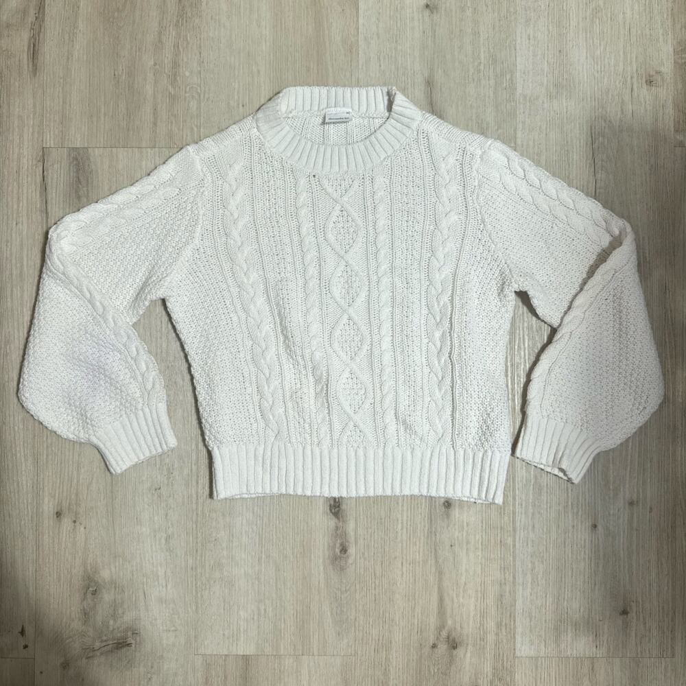 Abercrombie Kids Girls Cream Cable Knit Sweater Chunky Cozy Preppy Classic 9/10
