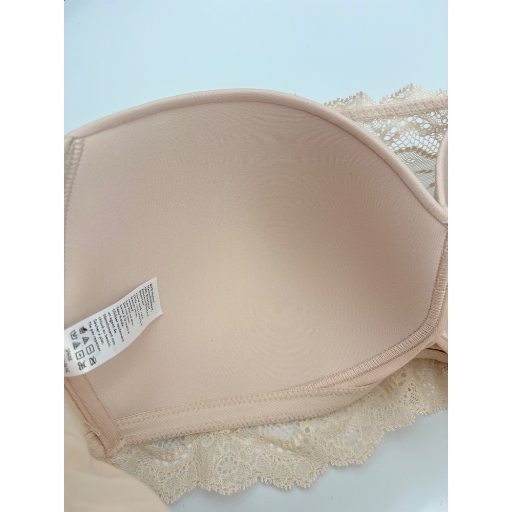 Spanx Undietectable Lace Bandeau Bra‎ Beige Wireless Mesh Strapless Size Large - Picture 7 of 8
