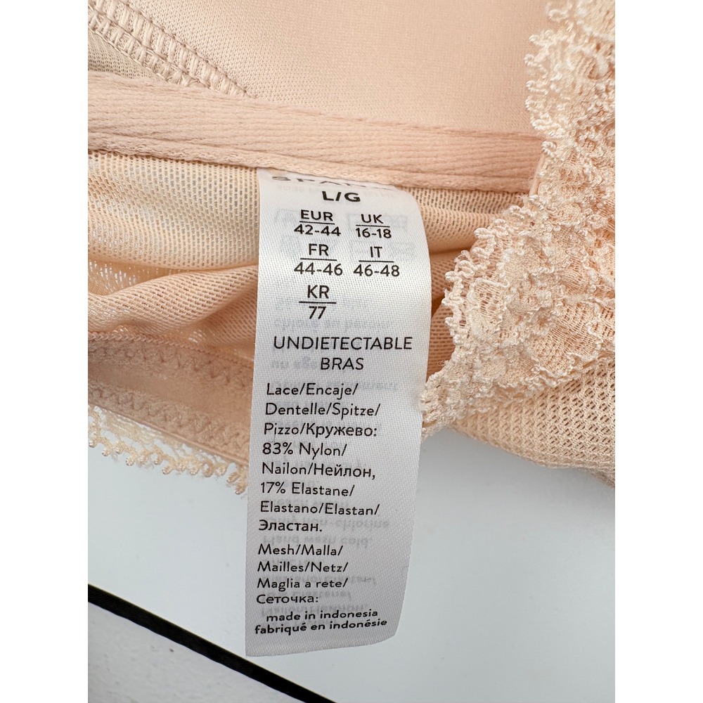 Spanx Undietectable Lace Bandeau Bra‎ Beige Wireless Mesh Strapless Size Large - Picture 8 of 8