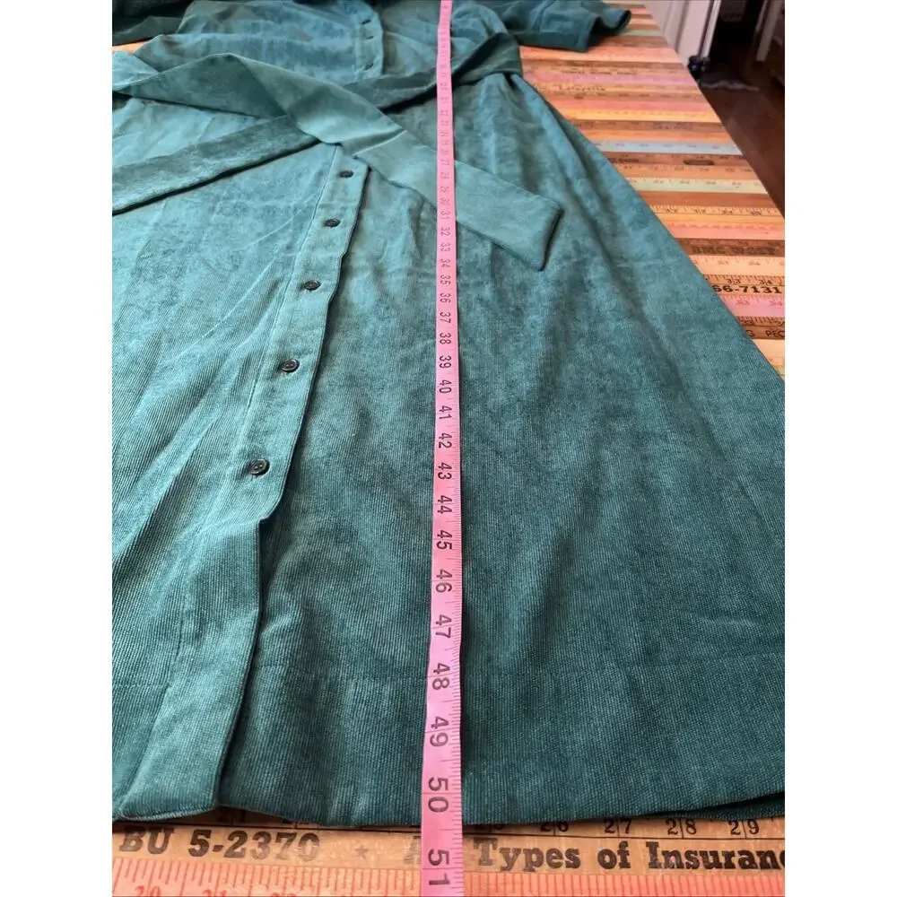 NEW Crown & Ivy Dress S Button Green Corduroy Maxi Boho Cottage Puff Sleeve $99 - Picture 12 of 14