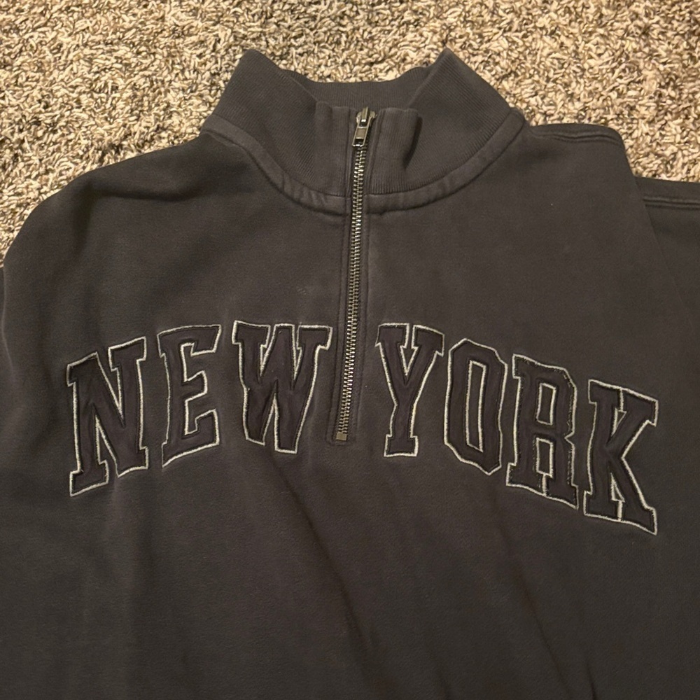 Aeropostale Dark Gray Relaxed Quarter Zip Sweatshirt - Picture 4 of 5