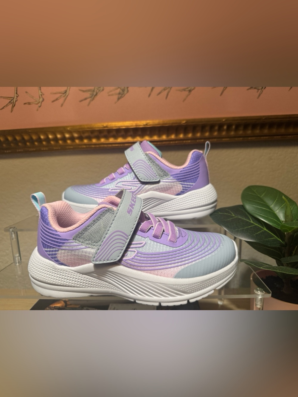 Skechers girls Sneakers Purple Pink Hook & Loop Size 12