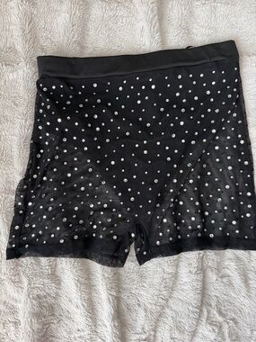 Banjul Black Mesh Shorts with Silver Rhinestones