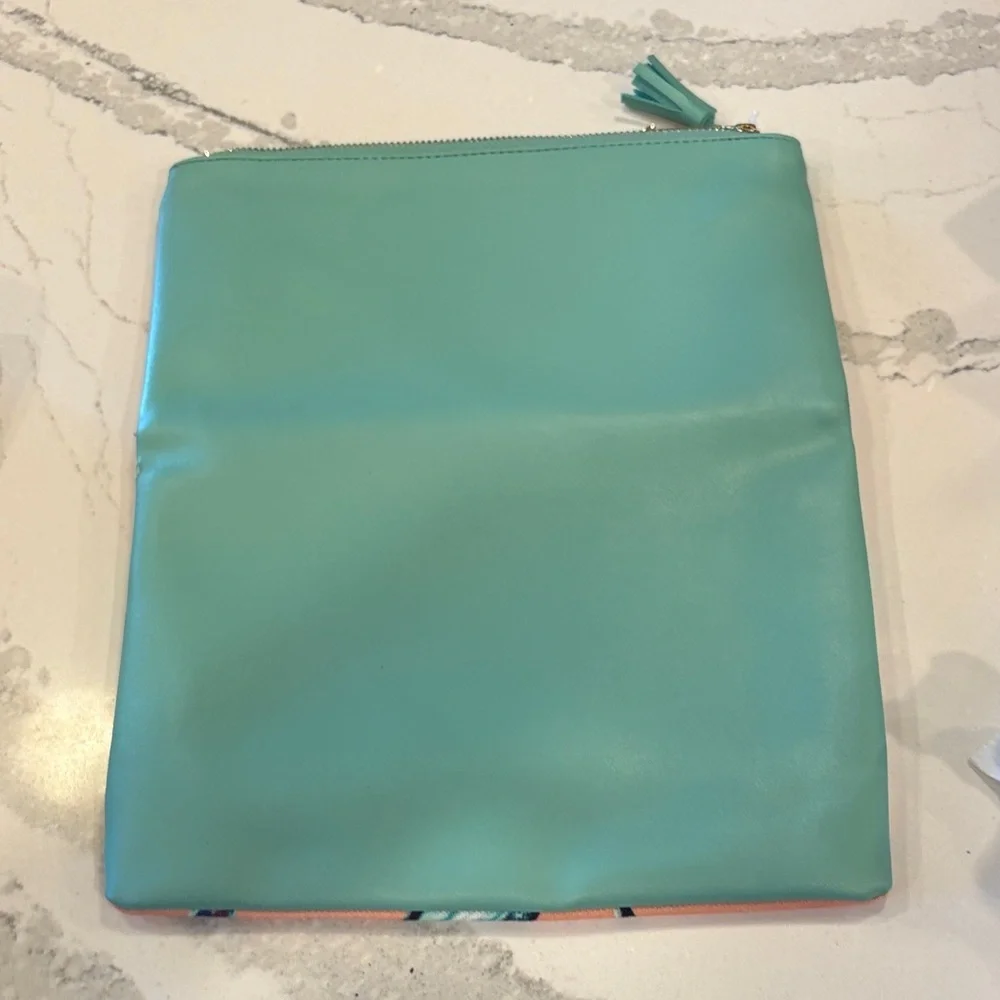 Rachel Pally Teal and Peach Foldover Clutch - Picture 4 of 5