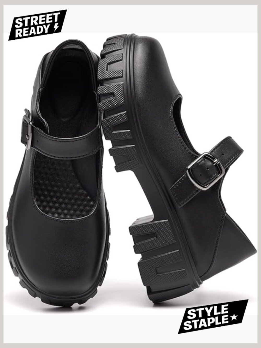 Women's Oxford Mary Janes Platform Shoes Chunky Heel Ankle Strap Dress