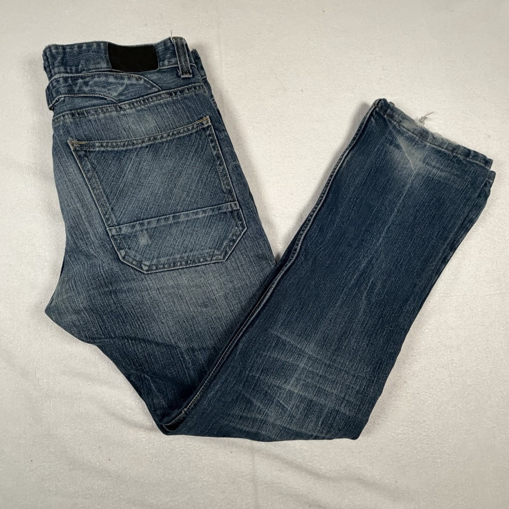 FSBN‎ Denim Men's Jeans 34x34 Button Fly Buckle Detail Medium Wash Straight Leg