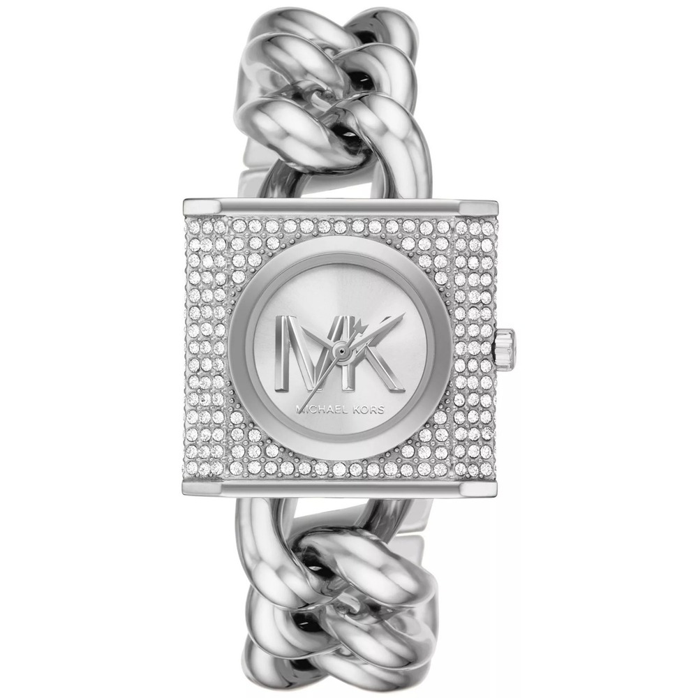 Michael Kors MK4718 Mk Chain Lock White Dial 25 mm Women's Watch New