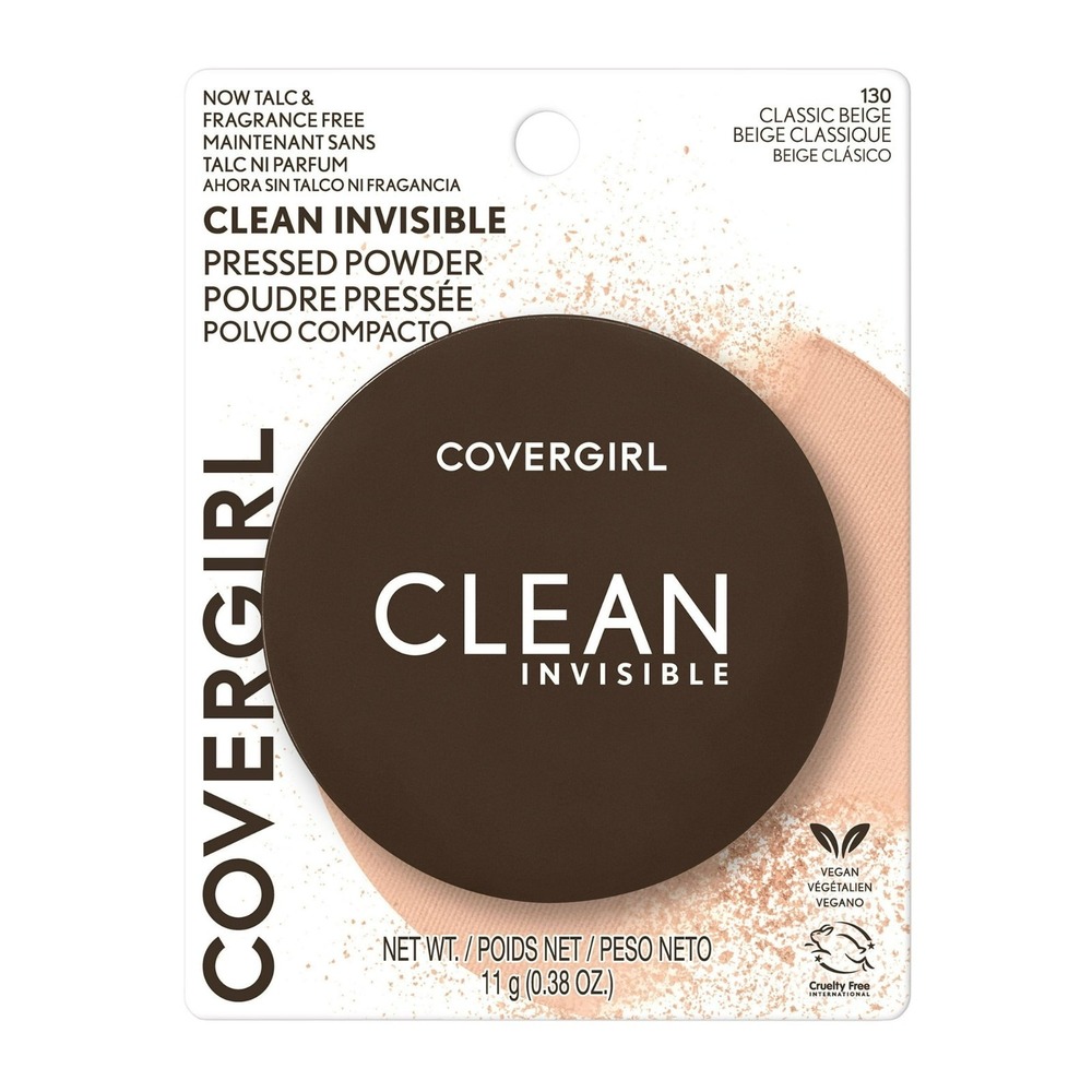 Covergirl Clean Invisible Pressed Powder, 130 Classic Beige NEW 0.38 oz Makeup