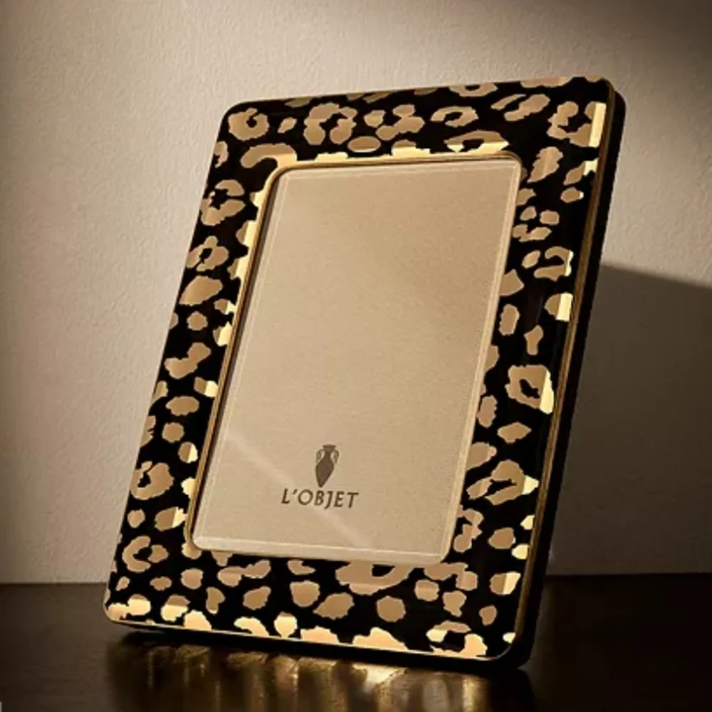 L'Objet Leopard Frame 4x6 Lobjet Leopard Picture Frame 24 Karat Gold Plating - Picture 1 of 16