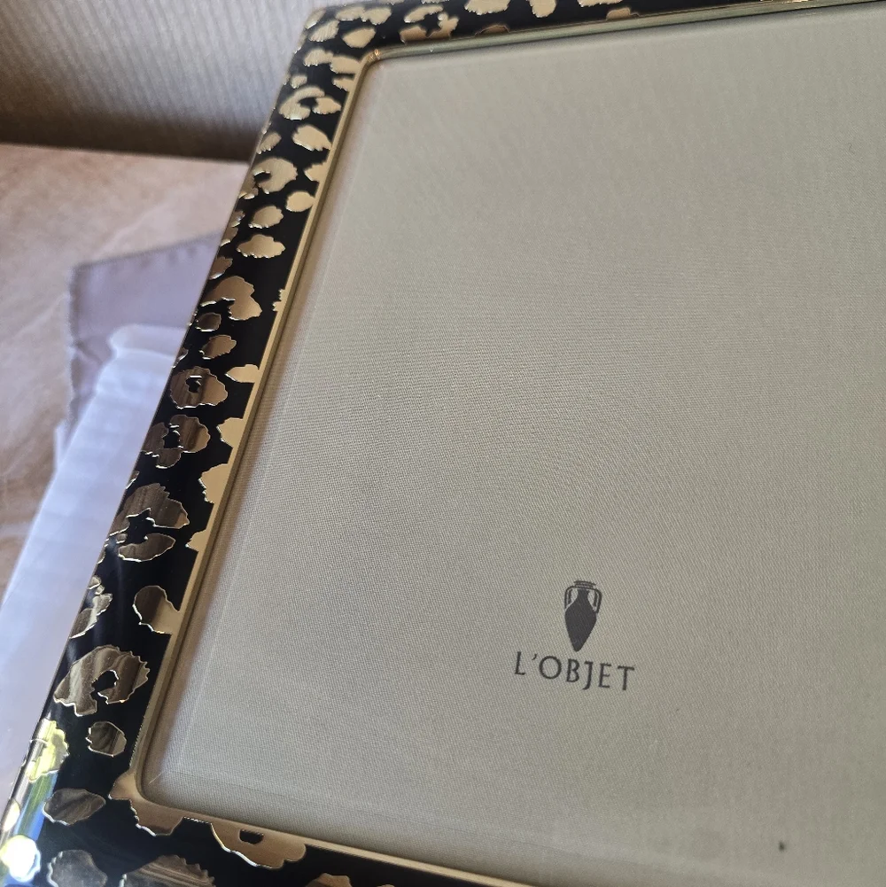 L'Objet Leopard Frame 4x6 Lobjet Leopard Picture Frame 24 Karat Gold Plating - Picture 13 of 16