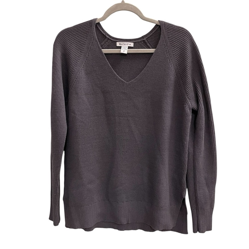 ATHLETA Hanover Refined V-Neck Sweater Dusk Violet Size Small - Picture 2 of 8