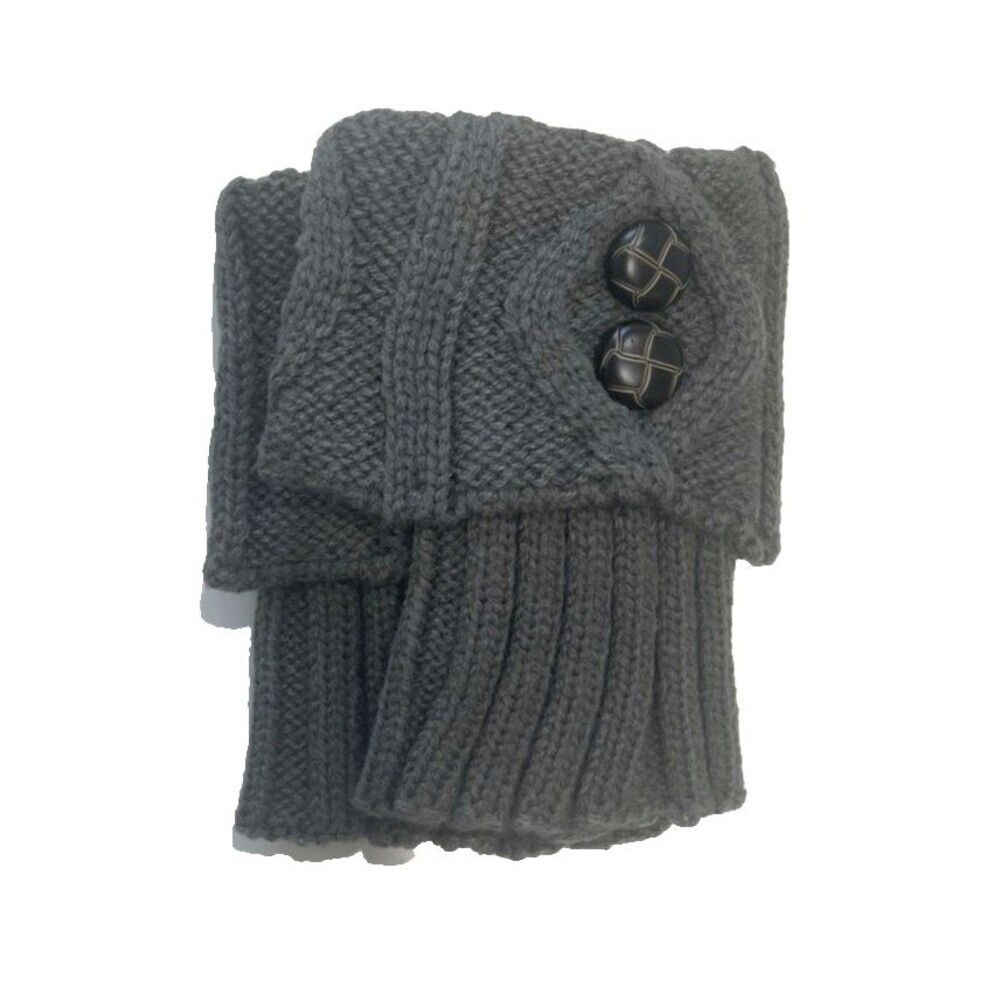 NEW Boot Cuff  Dark Gray brown buttons Winter Warm Short Boot Cable Knit Legging