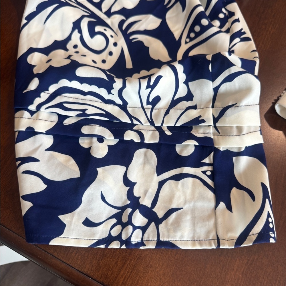 Umgee Navy & Cream Floral pant suit. Elastic waist, wide leg. Flowy & fun. Sz L - Picture 9 of 12