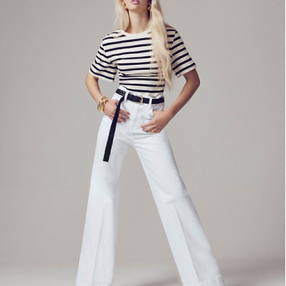J Crew Wide leg white denim trousers NWT - Picture 3 of 16