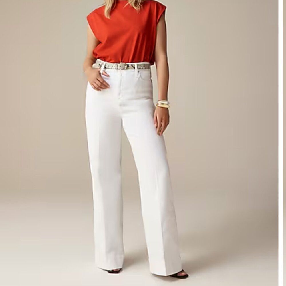 J Crew Wide leg white denim trousers NWT