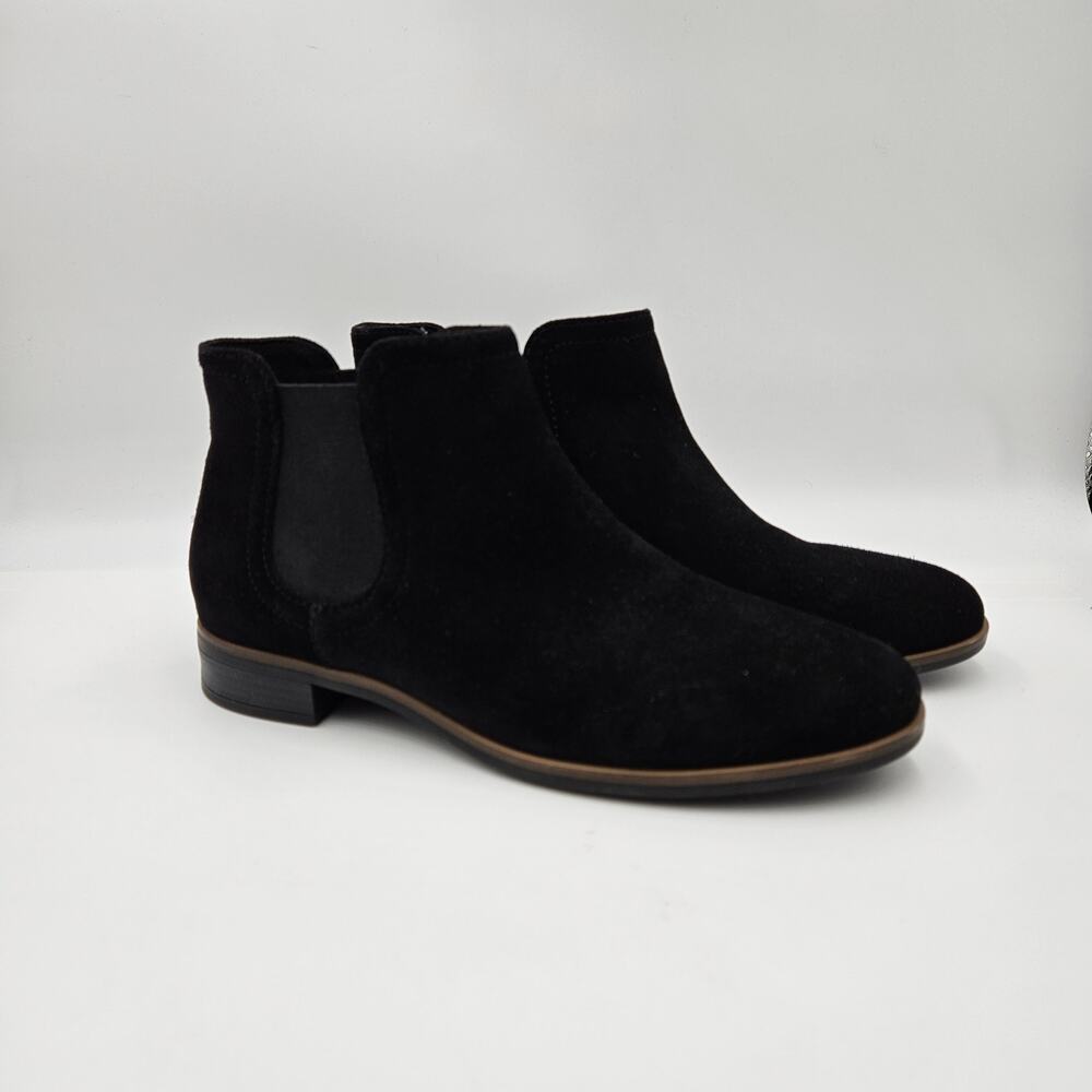 Clarks Womens 6 Chelsea Ankle Boots‎ Comfort Collection Suede Black Low Heel