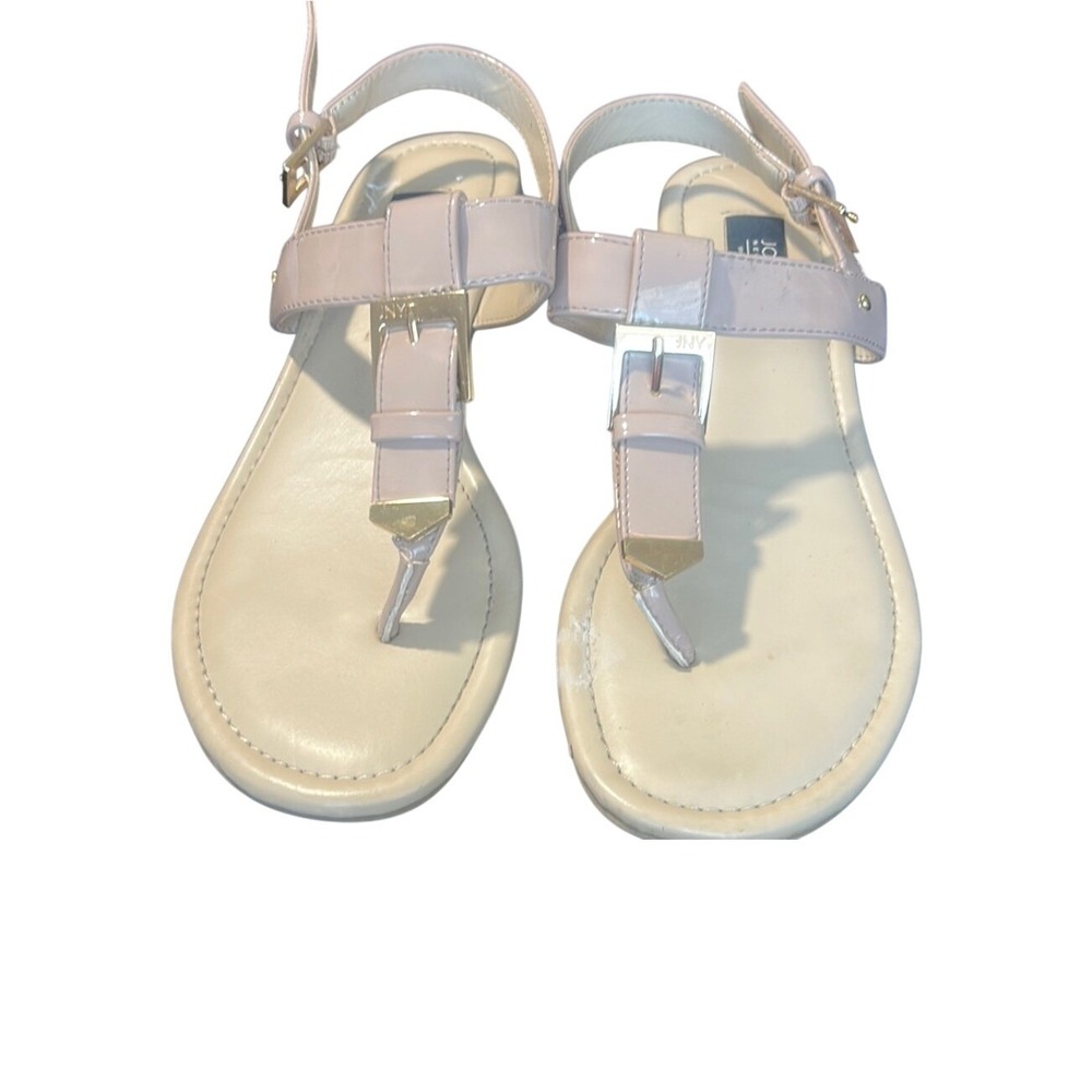 Jones New York Beige Sandals with Gold Accents