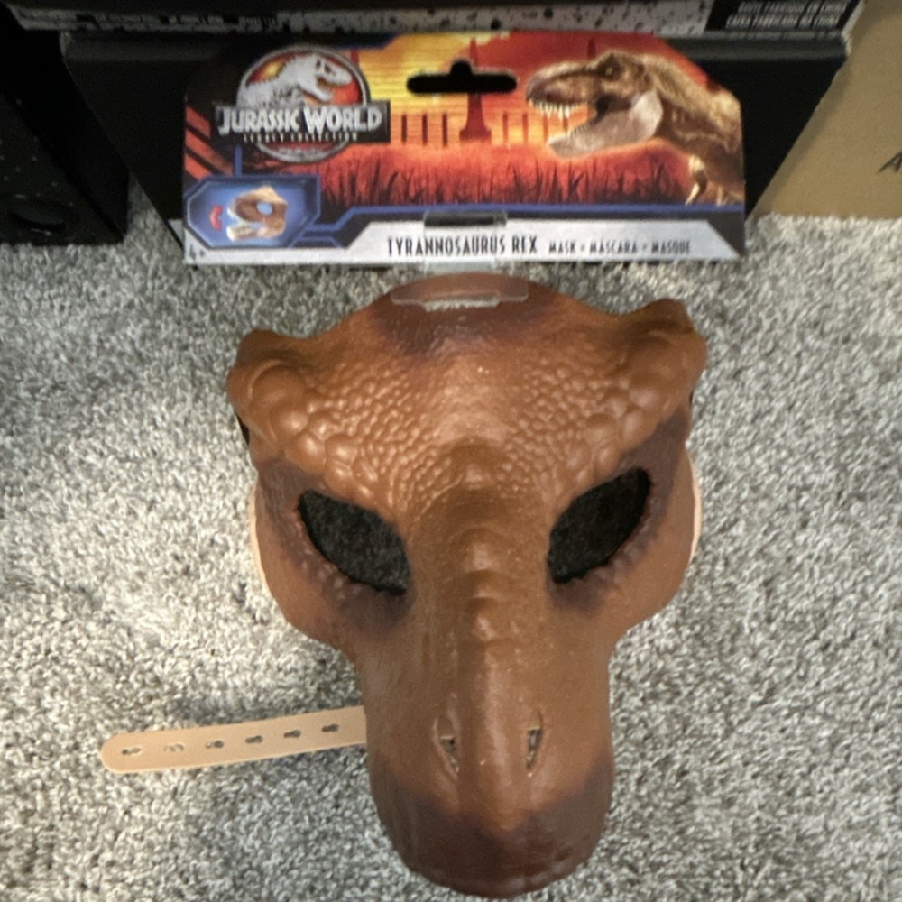 Mattel Jurassic World Tyrannosaurus Rex Brown Dinosaur Adjustable Mask - Picture 2 of 4