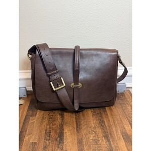 Vintage Mulberry Brown Leather Messenger Bag Flap Crossbody
