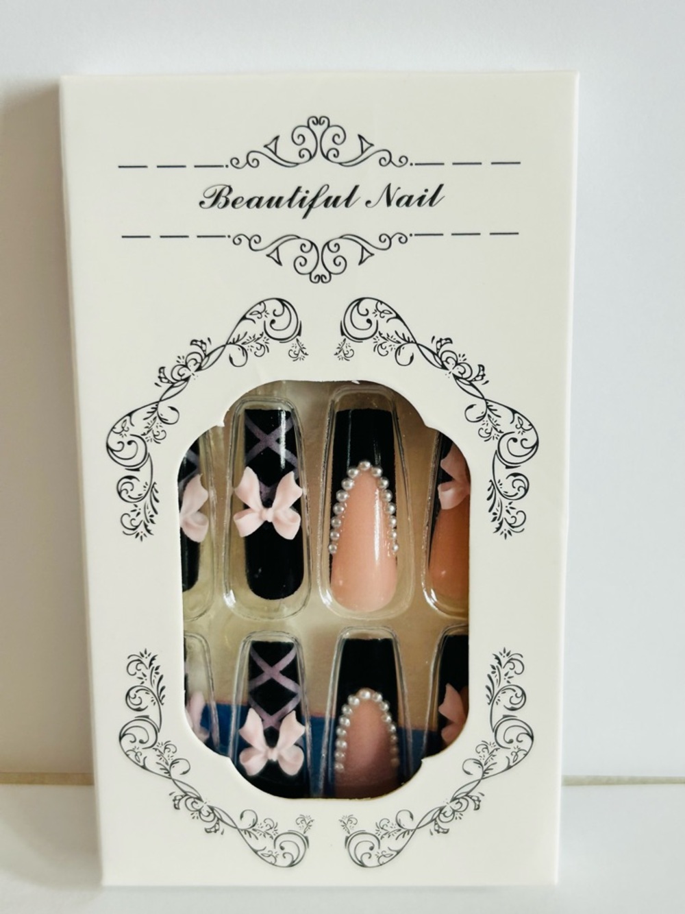 Pink Bow & Pearl Accent Press-On Nails