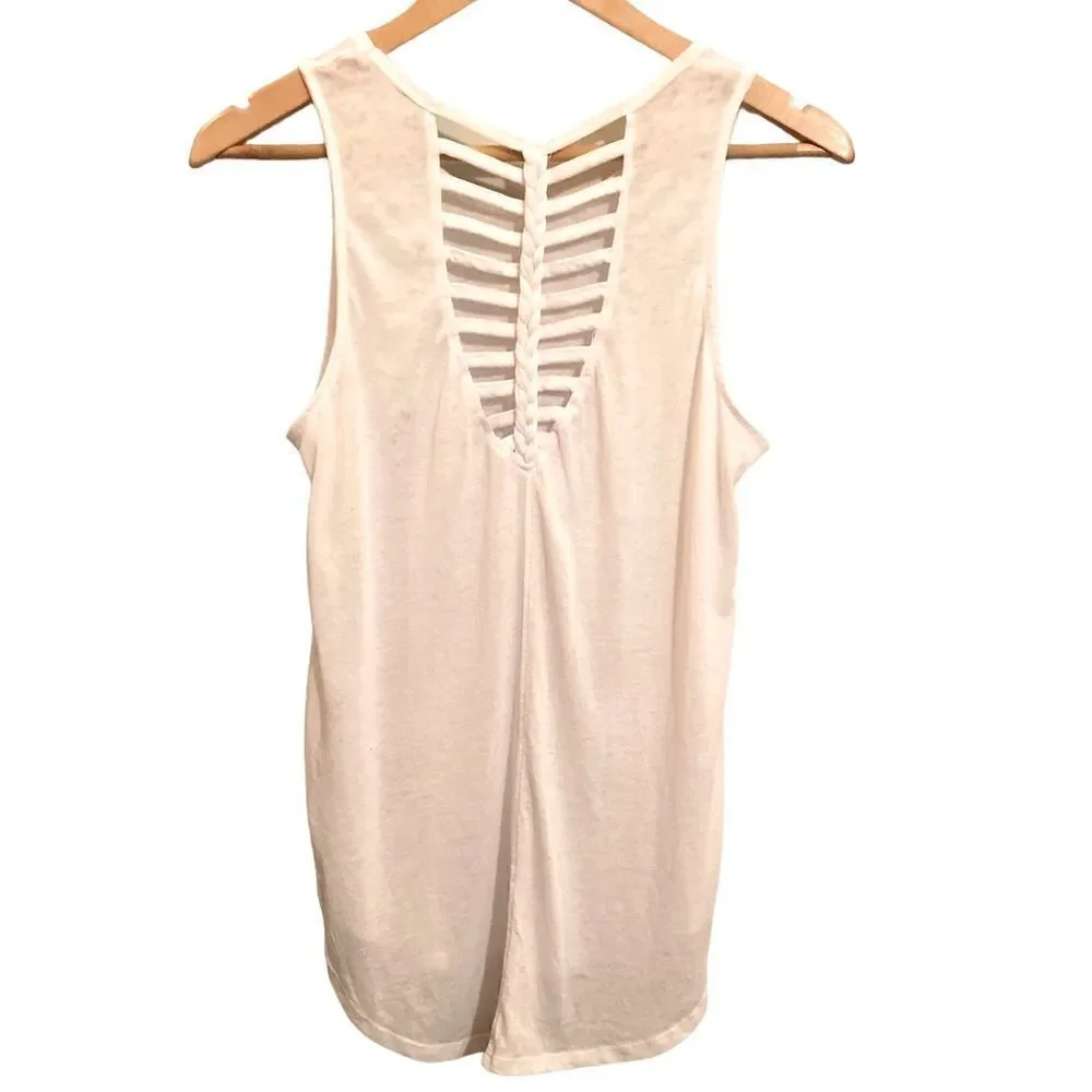 Betsy Johnson Performance Braided Back Sleeveless Top White - Picture 1 of 3