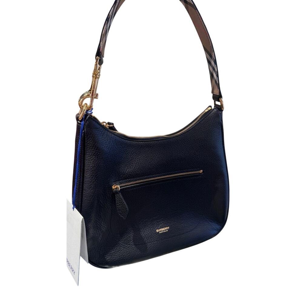 Burberry Black Pebbled Leather Hobo Shoulder Bag Medium - Picture 5 of 12