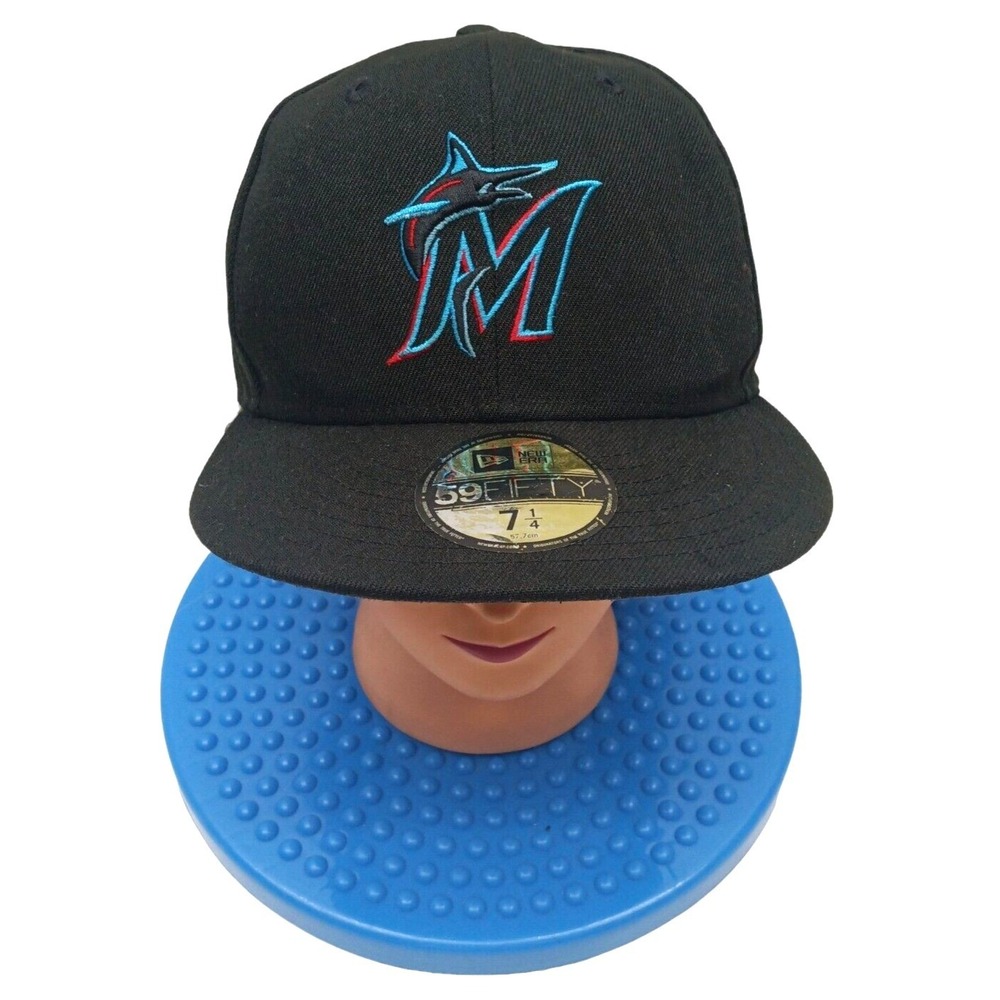 New Era Miami Marlins MLB Florida Black UV 59Fifty Fitted Hat Cap 7 1/4 - Picture 6 of 9