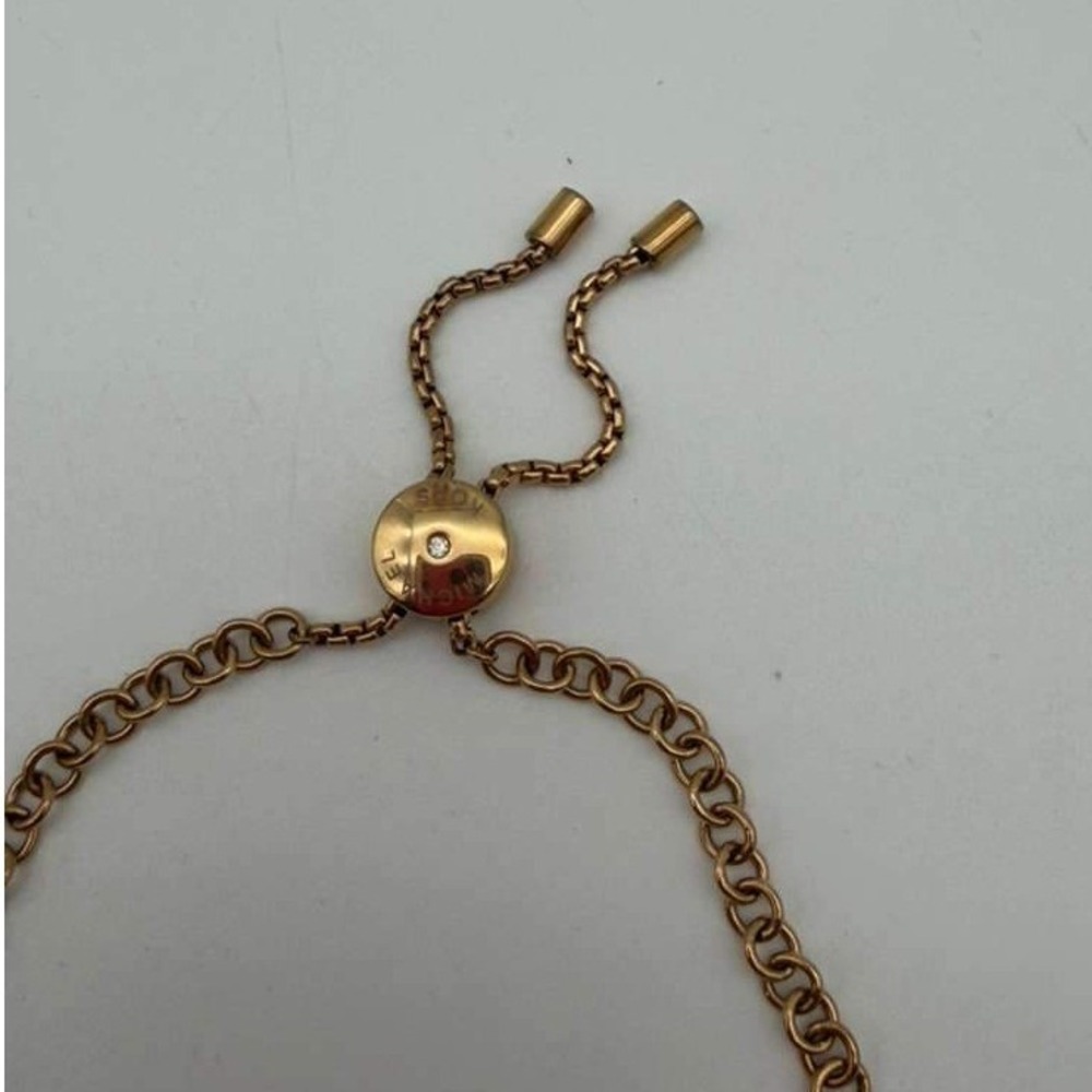 Michael Kors Adjustable Gold Tone Charm Bracelet MK Logo Disc - Picture 4 of 9